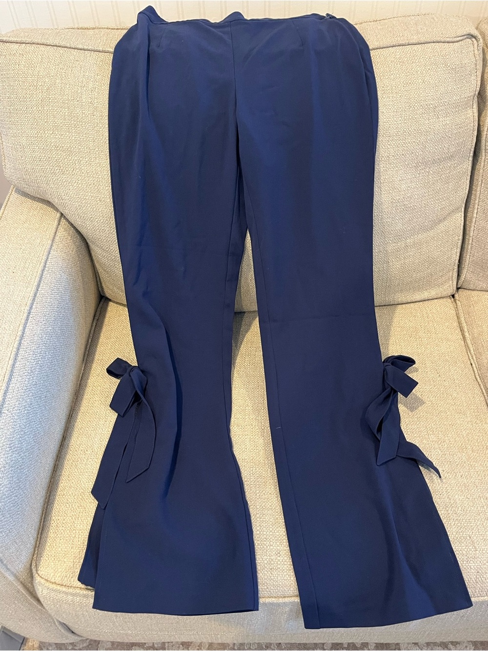 Venus Navy Bow-Tie Flare Pants - Women